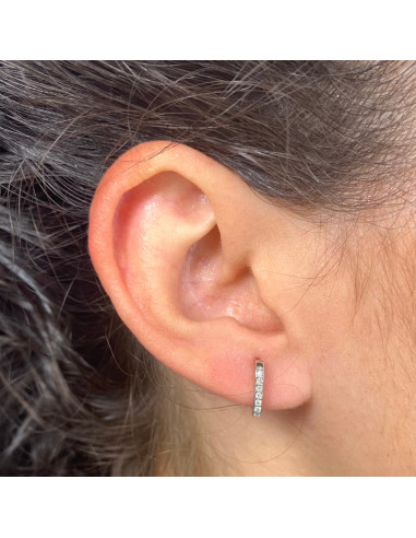 PENDIENTES EN ORO BLANCO OVAL CON DIAMANTES