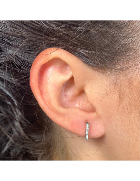 PENDIENTES EN ORO BLANCO OVAL CON DIAMANTES