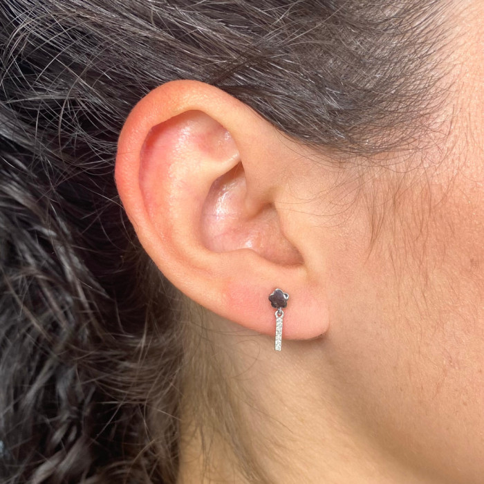 PENDIENTES ORO BLANCO Y DIAMANTES FLOR 2
