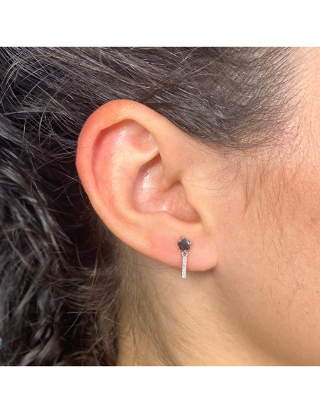 PENDIENTES ORO BLANCO Y DIAMANTES FLOR