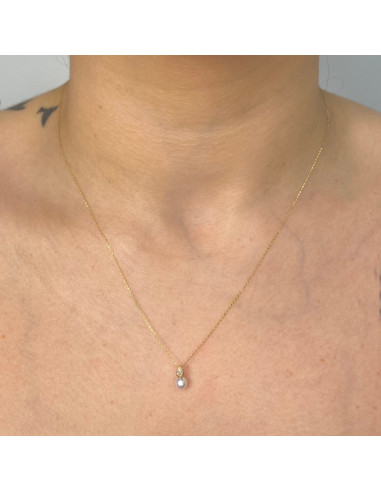 GARGANTILLA EN ORO TU Y YO CIRCONITA GOTA Y PERLA
