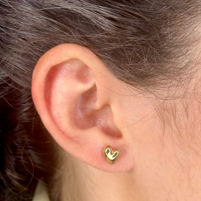 PENDIENTES EN ORO FORMA CORAZON IRREGULAR 2
