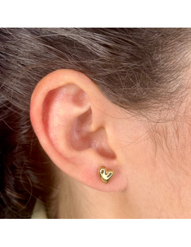 PENDIENTES EN ORO FORMA CORAZON IRREGULAR