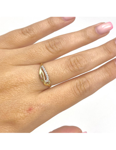 ANILLO EN ORO BICOLOR ONDAS CON CIRCONITAS