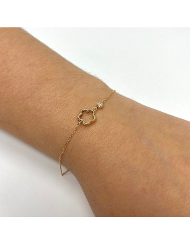 PULSERA EN ORO FLOR CON CIRCONITA