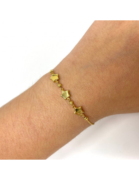 PULSERA EN ORO CON ESTRELLAS Y BOLITAS