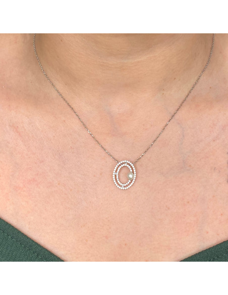 GARGANTILLA COLGANTE OVALADO Y PERLA