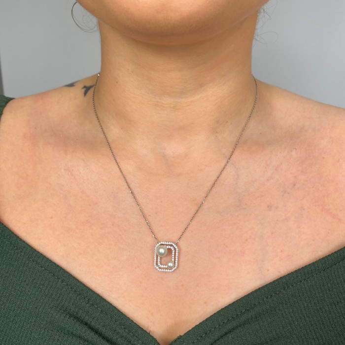 GARGANTILLA RECTANGULAR Y PERLAS 2
