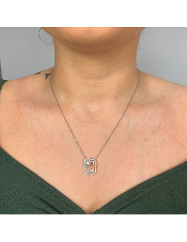 GARGANTILLA RECTANGULAR Y PERLAS