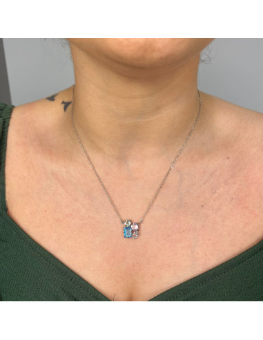 GARGANTILLA EN PLATA CON CIRCONITAS CUADRADAS