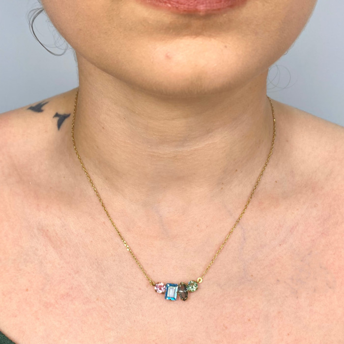 GARGANTILLA EN PLATA DORADA CON CIRCONITAS MULTICOLORES 2