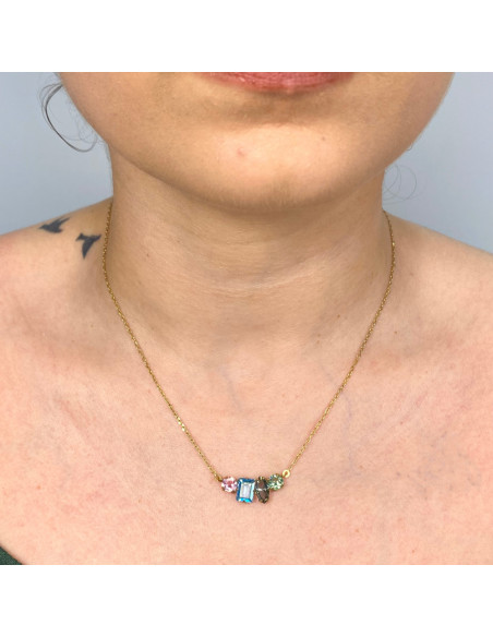 GARGANTILLA EN PLATA DORADA CON CIRCONITAS MULTICOLORES GARGANTILLA EN PLATA DORADA CON CIRCONITAS MULTICOLORES