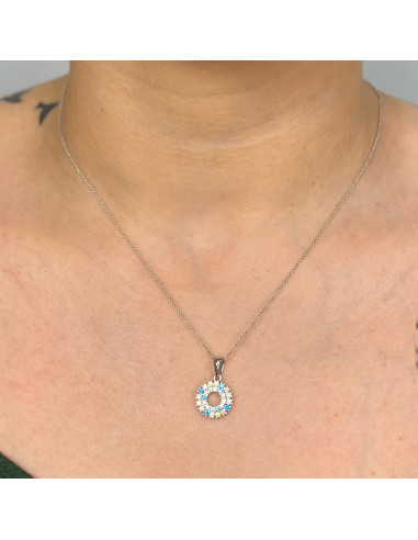GARGANTILLA EN PLATA COLGANTE CIRCULO CON CIRCONITAS