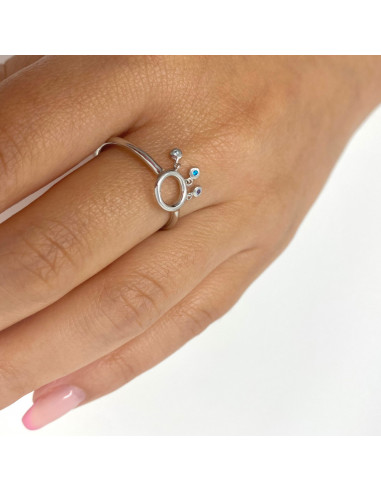 ANILLO 3 CIRCONITAS COLGANTES AZULES