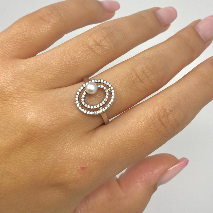 ANILLO EN PLATA CIRCULAR CON PERLA 2