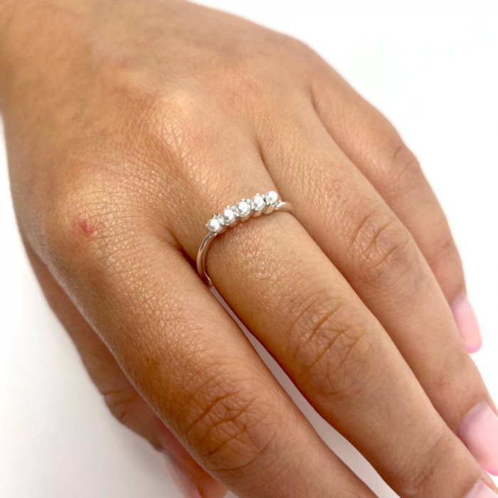 ANILLO EN PLATA CON 5 PERLAS 2