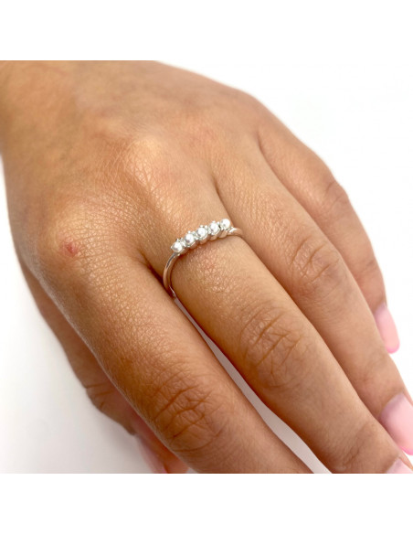 ANILLO EN PLATA CON 5 PERLAS