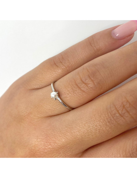 ANILLO PLATA PERLA CENTRAL