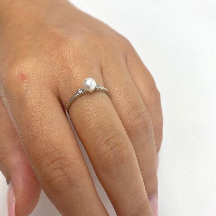 ANILLO PLATA PERLA Y CIRCONITAS 2