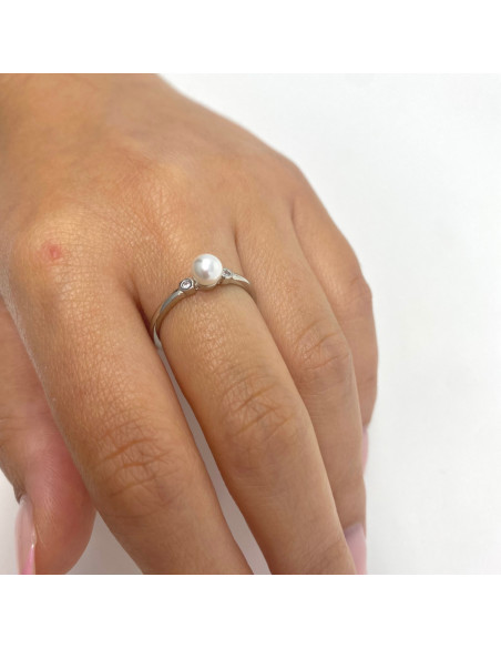 ANILLO PLATA PERLA Y CIRCONITAS