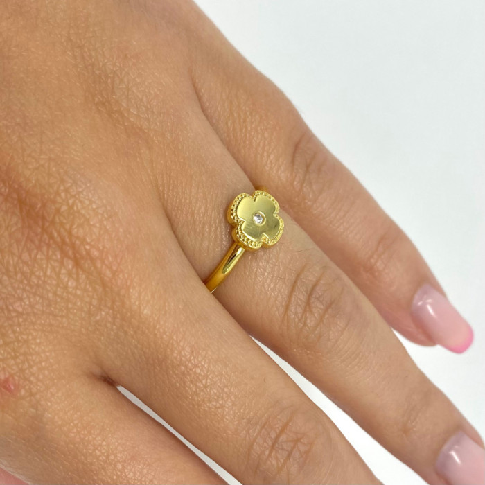 ANILLO PLATA DORADA FLOR 2