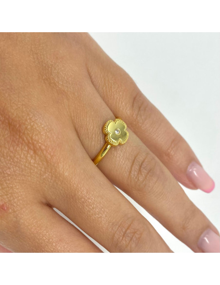 ANILLO PLATA DORADA FLOR