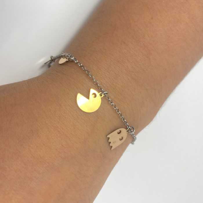 PULSERA EN PLATA CON FORMA COMECOCOS 2