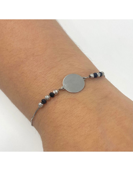 PULSERA PLATA Y CIRCONITAS NEGRAS