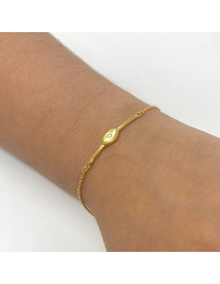 PULSERA PLATA DORADA OJO