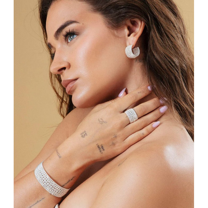PENDIENTES EN ACERO CON PLATA CHAPADA COLECCION LAURA ESCANES 14317E01000 2