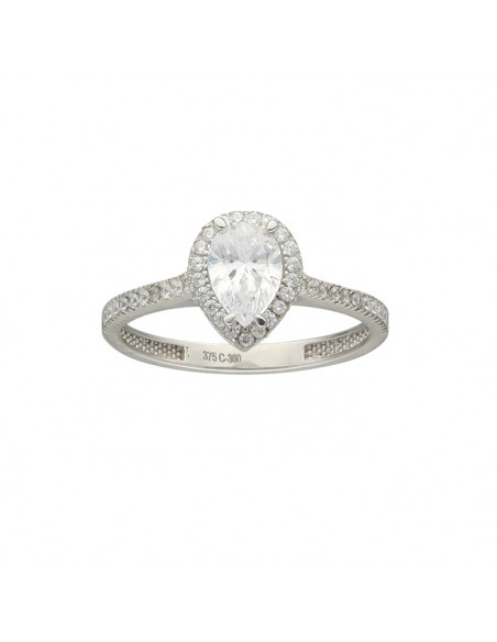 ANILLO EN ORO BLANCO GOTA ROSETA CIRCONITAS