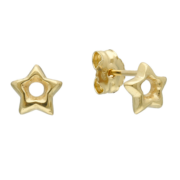 PENDIENTES EN ORO AMARILLO ESTRELLA CALADA 5 PUNTAS