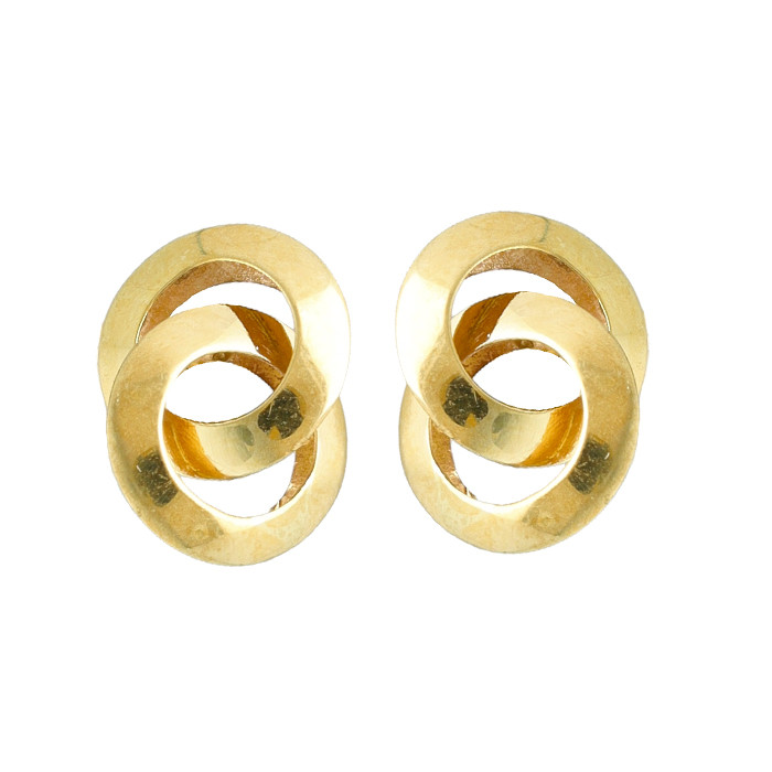 PENDIENTES EN ORO AMARILLO DOBLE ARO ENTRELAZADO