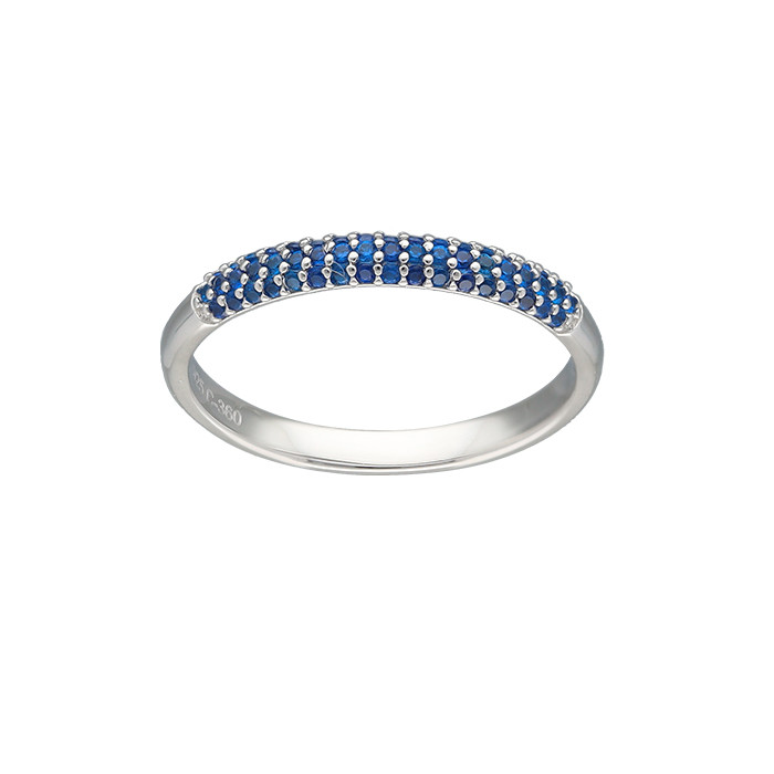 ANILLO EN PLATA CON CIRCONITAS AZULES