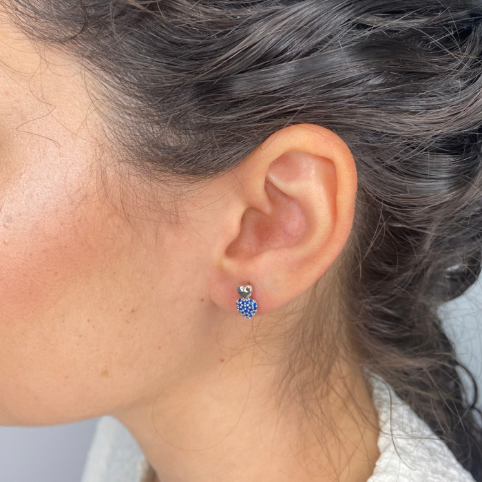 PENDIENTES EN PLATA TU Y YO CIRCONITAS AZULES 2