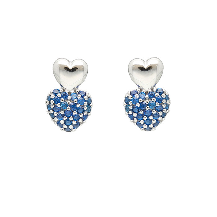 PENDIENTES EN PLATA TU Y YO CIRCONITAS AZULES