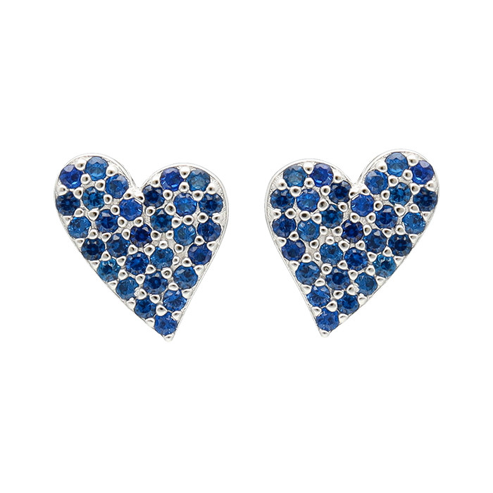 PENDIENTES PLATA CORAZONES CIRCONITAS AZUL