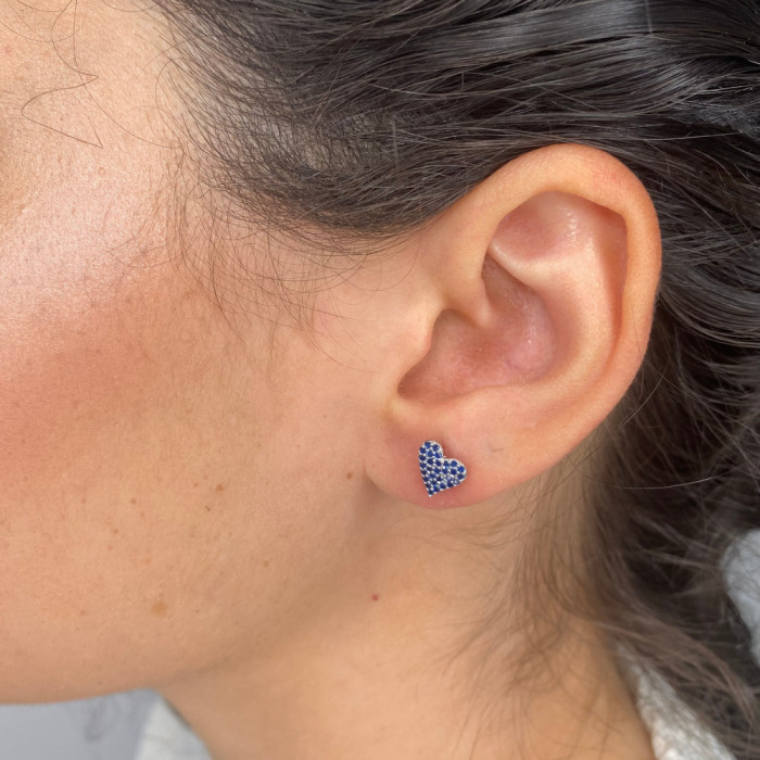 PENDIENTES PLATA CORAZONES CIRCONITAS AZUL 2