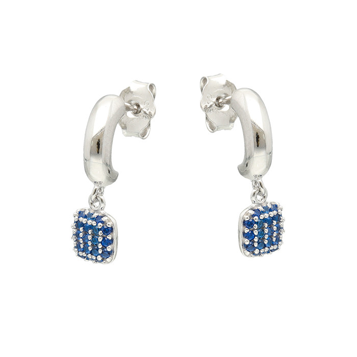 PENDIENTES PLATA FORMA ARO CIRCONITAS AZULES