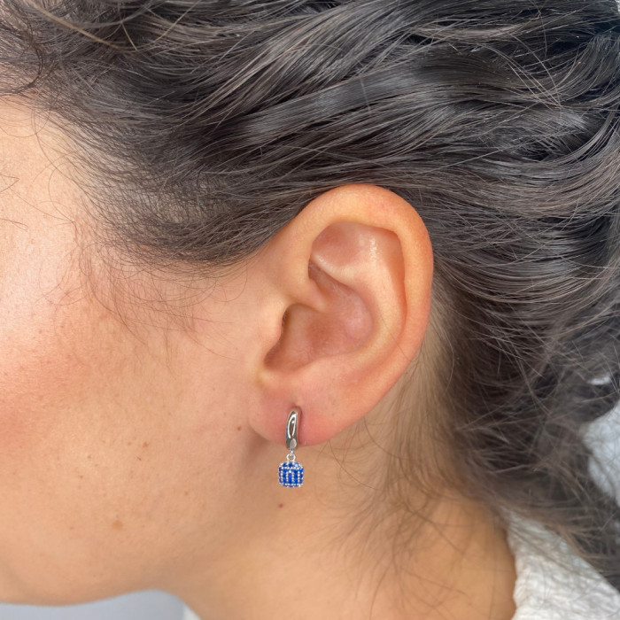PENDIENTES PLATA FORMA ARO CIRCONITAS AZULES 2
