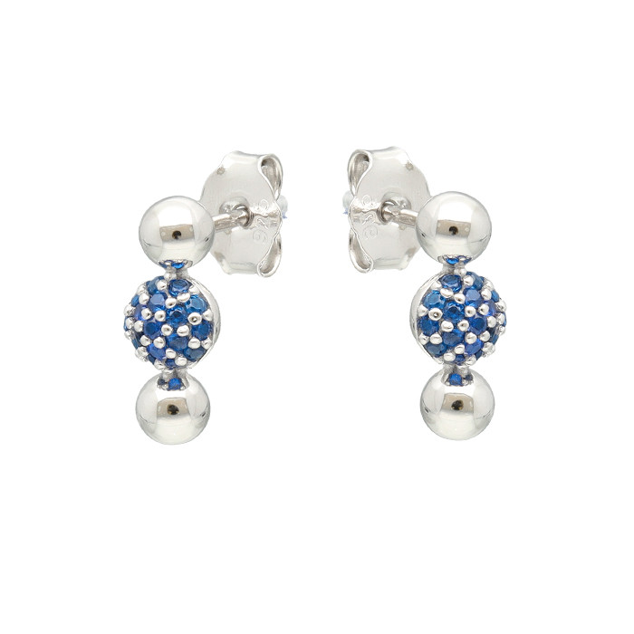 PENDIENTES PLATA BOLAS CIRCONITAS AZULES