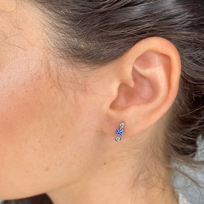 PENDIENTES PLATA BOLAS CIRCONITAS AZULES 2
