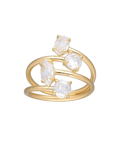 ANILLO EN ORO CON CIRCONITAS OVALES MONTADAS EN GARRA