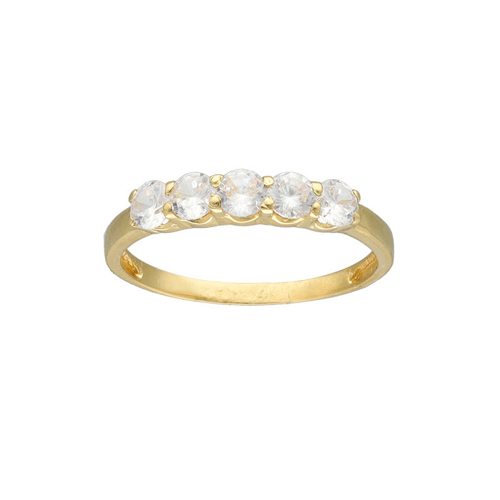 ANILLO EN ORO CON 5 CIRCONITAS MONTADAS EN GARRA