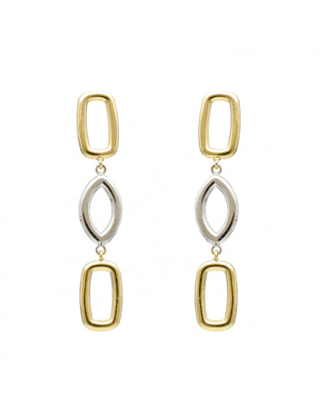 PENDIENTES EN ORO BLANCO Y AMARILLO LARGOS CALADOS