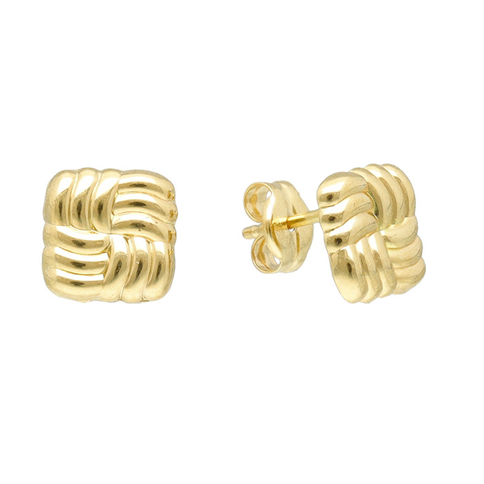 PENDIENTES EN ORO CON FORMA CUADRADA GALLONADA