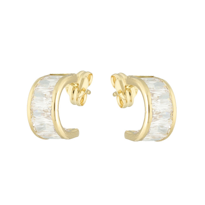 PENDIENTES EN ORO CON CIRCONITAS EN CARRIL BAGUETTE
