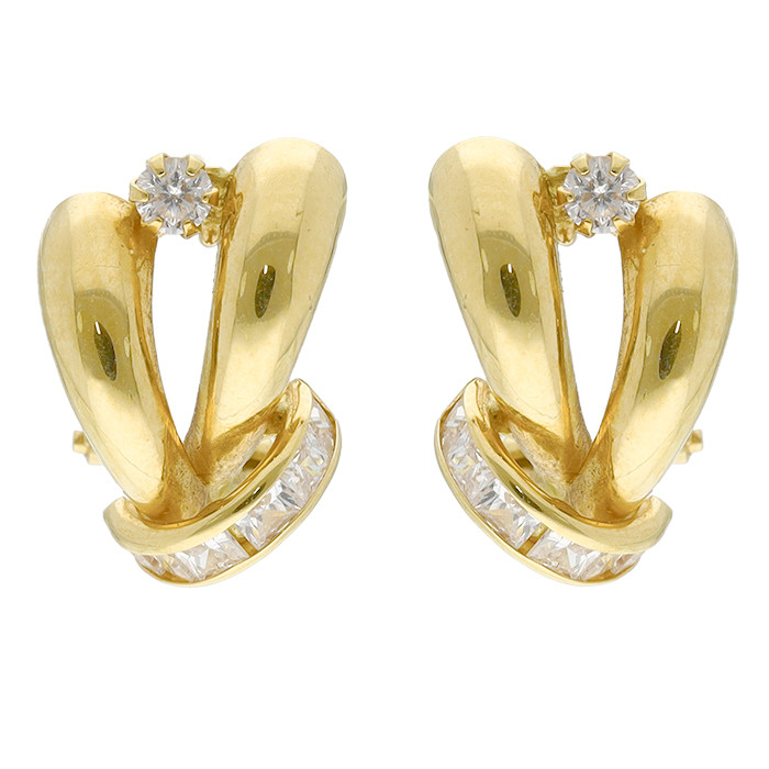 PENDIENTES EN ORO CON CIRCONITAS Y CIERRE OMEGA