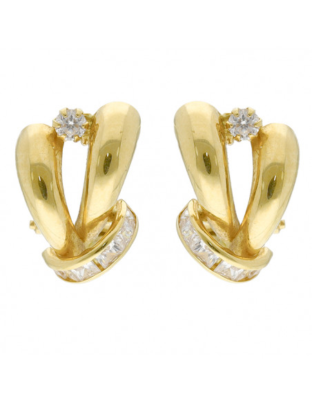 PENDIENTES EN ORO CON CIRCONITAS Y CIERRE OMEGA