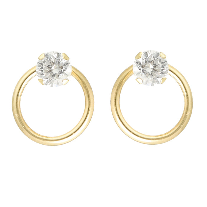 PENDIENTES EN ORO CON FORMA DE ARO Y CIRCONITA SUPERIOR